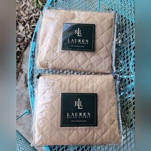 Ralph Lauren Charleston Standard Quilted Pillow Shams Tan